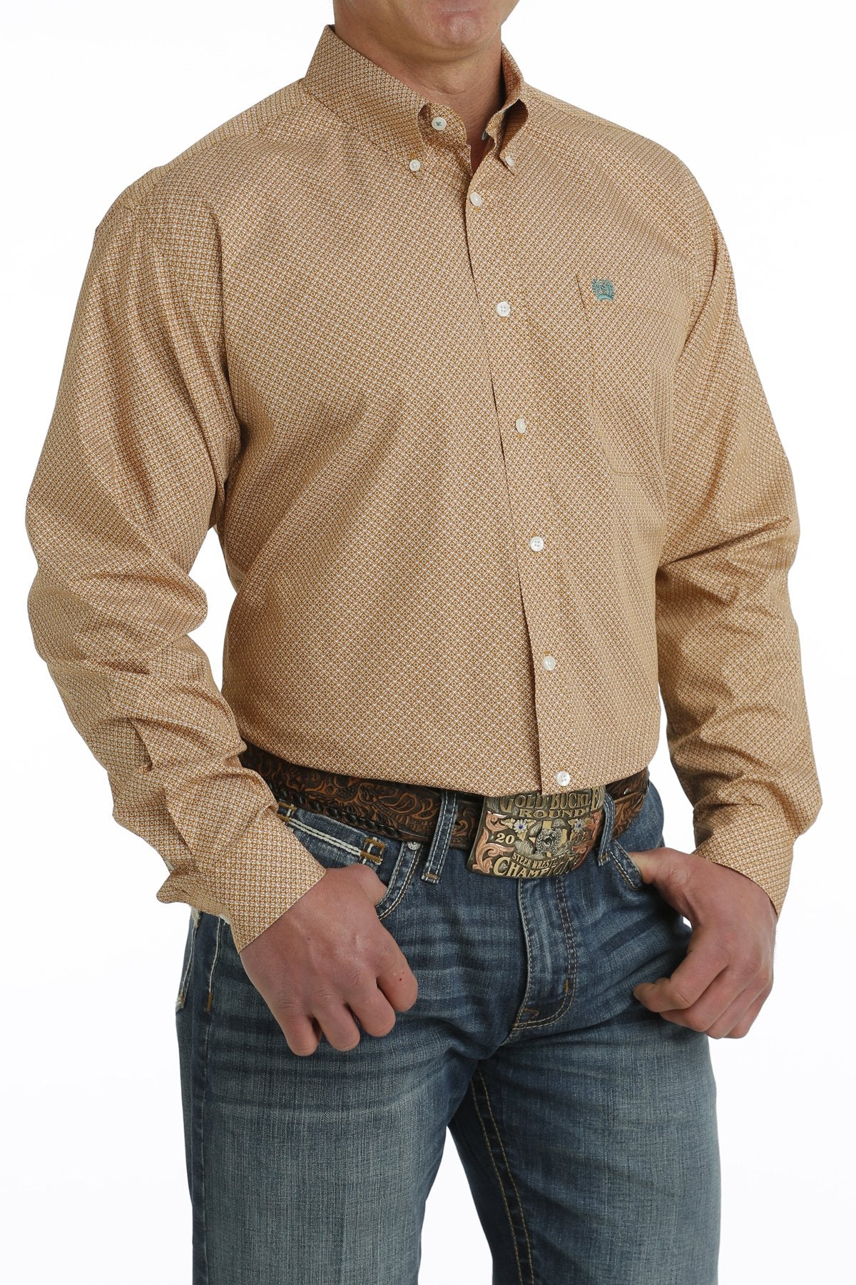 Cinch Men's Brown Geometric Long Sleeve Western Shirt