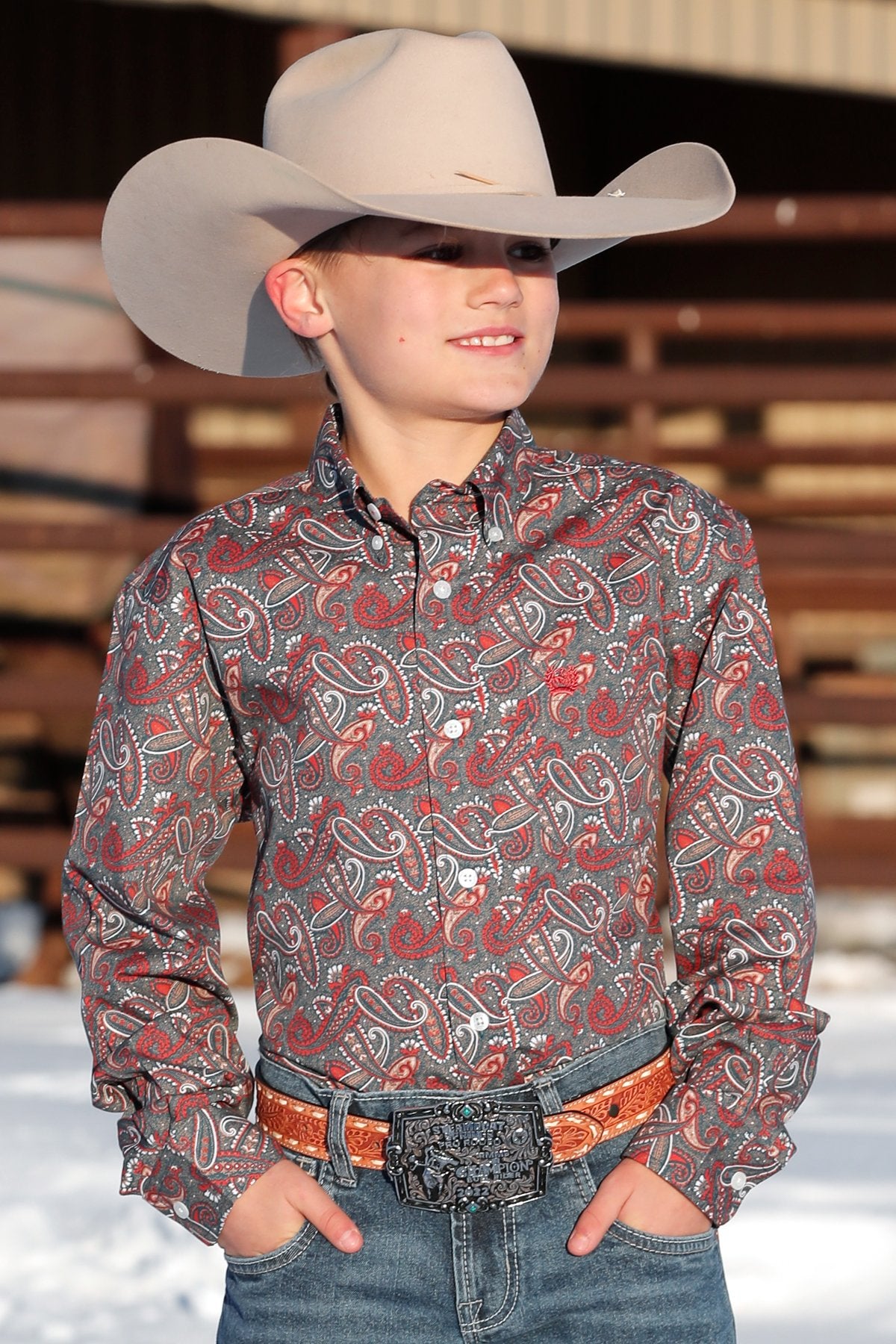 Cinch Boy's Paisley Print Western Shirt