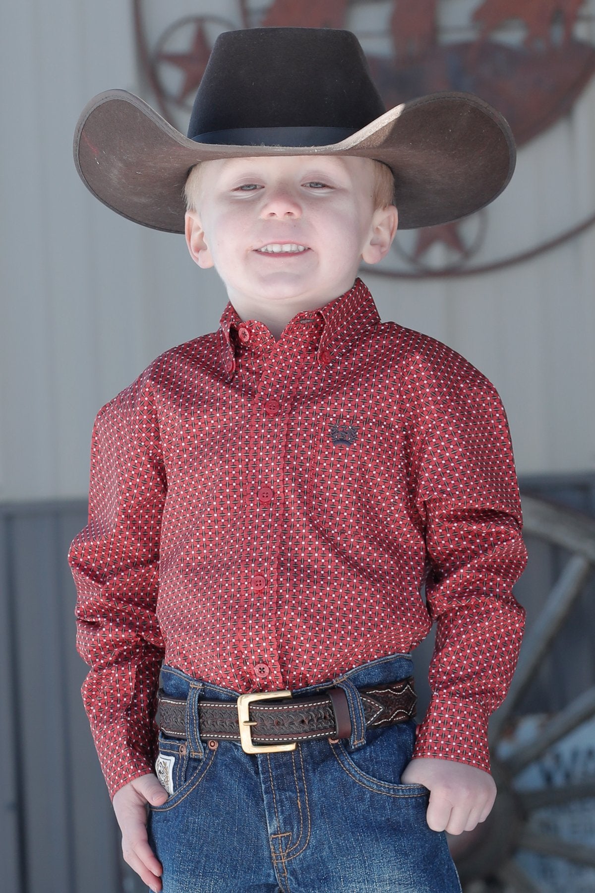 Cinch Infant Red Geometric Print Western Shirt