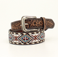 Nocona Mens Floral Tabs Beaded Belt White 34