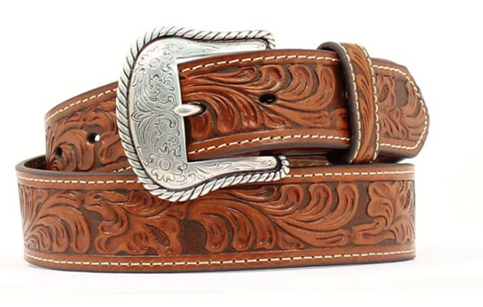 Nocona Mens Tooled Western Belt Tan 28