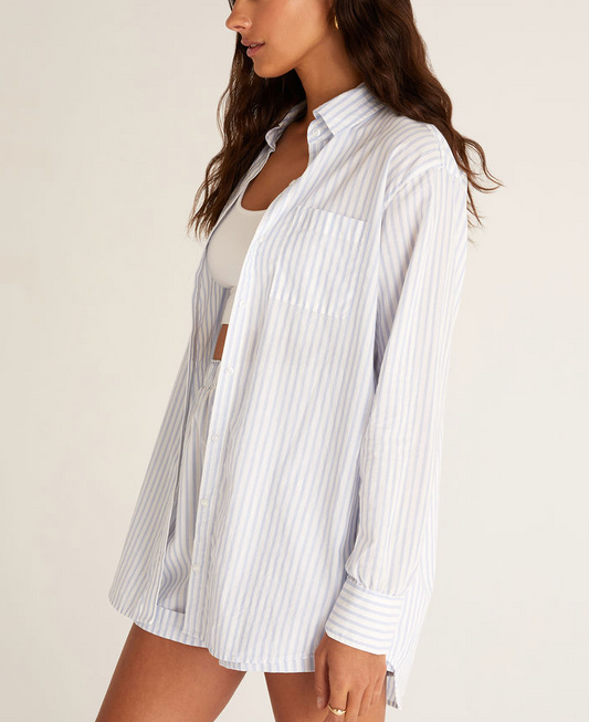 Z Supply Poolside Blue Stripe Shirt