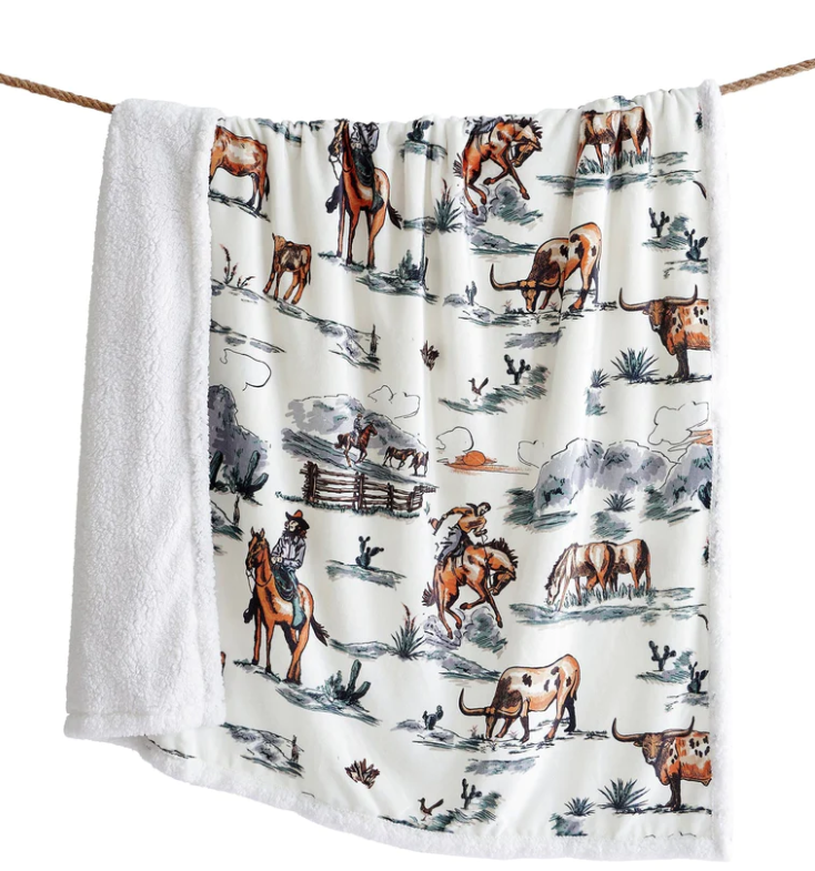 RanchLife Western Toile Sherpa Throw