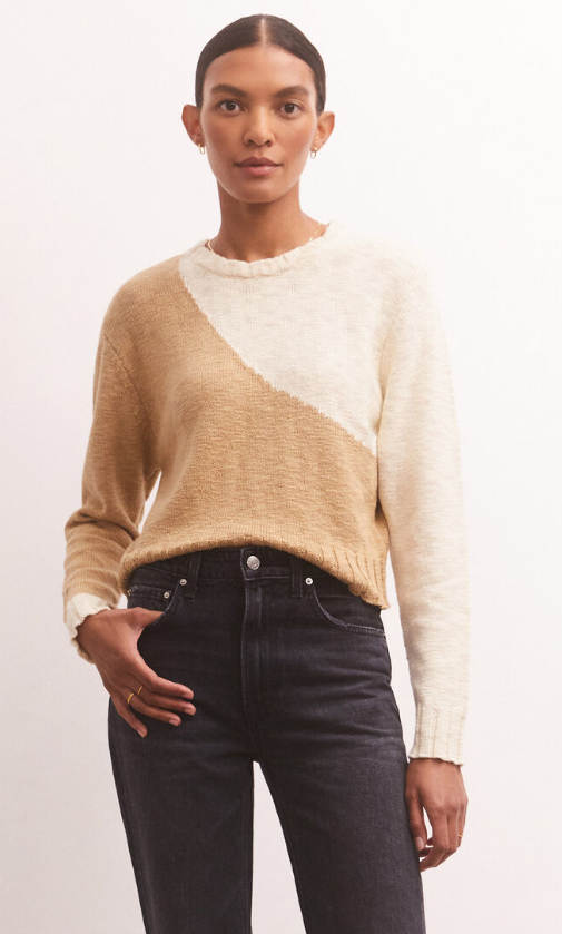 Z Supply Nadira Color Block Sweater Rattan