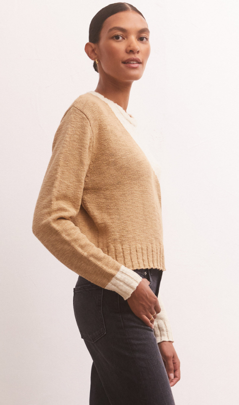 Z Supply Nadira Color Block Sweater Rattan