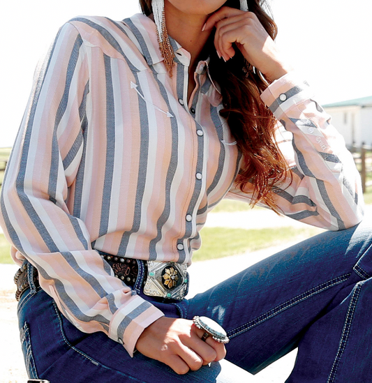 Cinch Cruel Girl Striped Long Sleeve Shirt