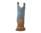 Old West Soft Brown With Sky Blue Suede Upper Square Toe Children's Boot