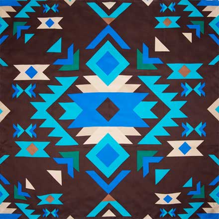 Brown and Blue Southwest Silk Scarf