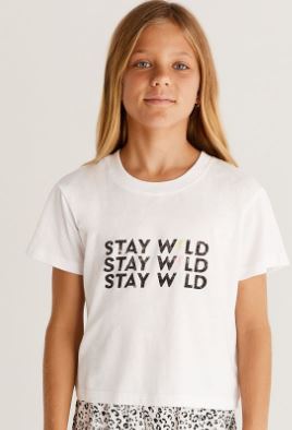 Girls Stay Wild Graphic White T Shirt