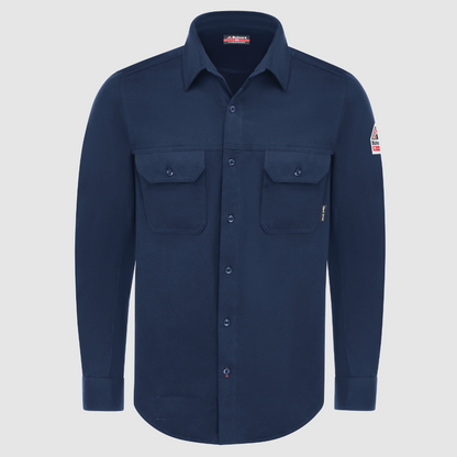 Bulwark Mens Flame Resistant Flex Knit BD Shirt Navy MD