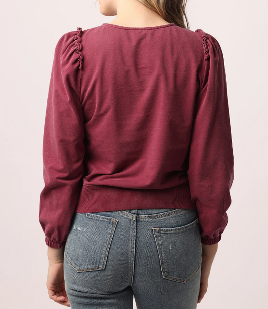 Angelina 3/4 Qtr Sleeve Rosewood Top