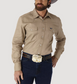 Wrangler Cowboy Cut Firm Finish Long Sleeve Work Shirt Khaki S