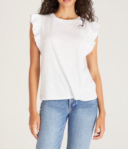 Z Supply Dakota Ruffled Tank White SM