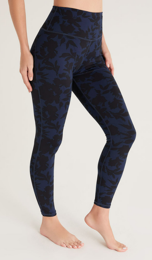 Z Supply Go For It Midnight Blue Floral 7/8 Legging