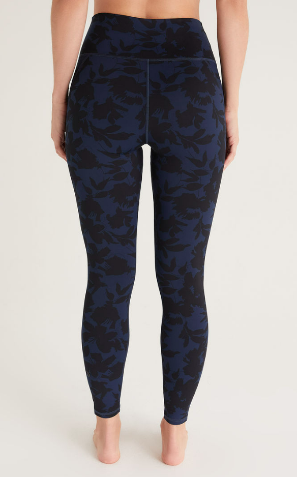 Z Supply Go For It Midnight Blue Floral 7/8 Legging
